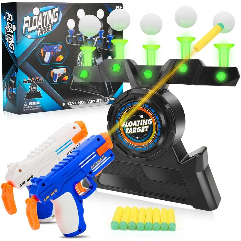 Electric Floating Ball Shooting Target Set with Foam Dart Blaster Toy Gun, USB & Battery Operated Air Levitating Target Game, Outdoor Indoor Sports Battle Toy Gift for Kids, Teens & Boys