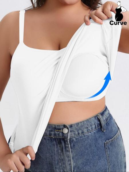 Plus Size Women's Adjustable Cami Top with Built In Bra Pad, Soft Comfortable Summer Vest, Casual Wear for Any Occasion