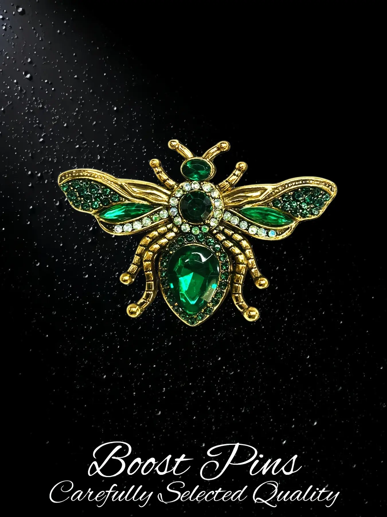Vintage Antique Gold Green Crystal Bee Brooch Sparkly Rhinestone Insect Lapel Pin Unisex Clothing Bag Decoration Jewelry Accessory Gift For Men Women