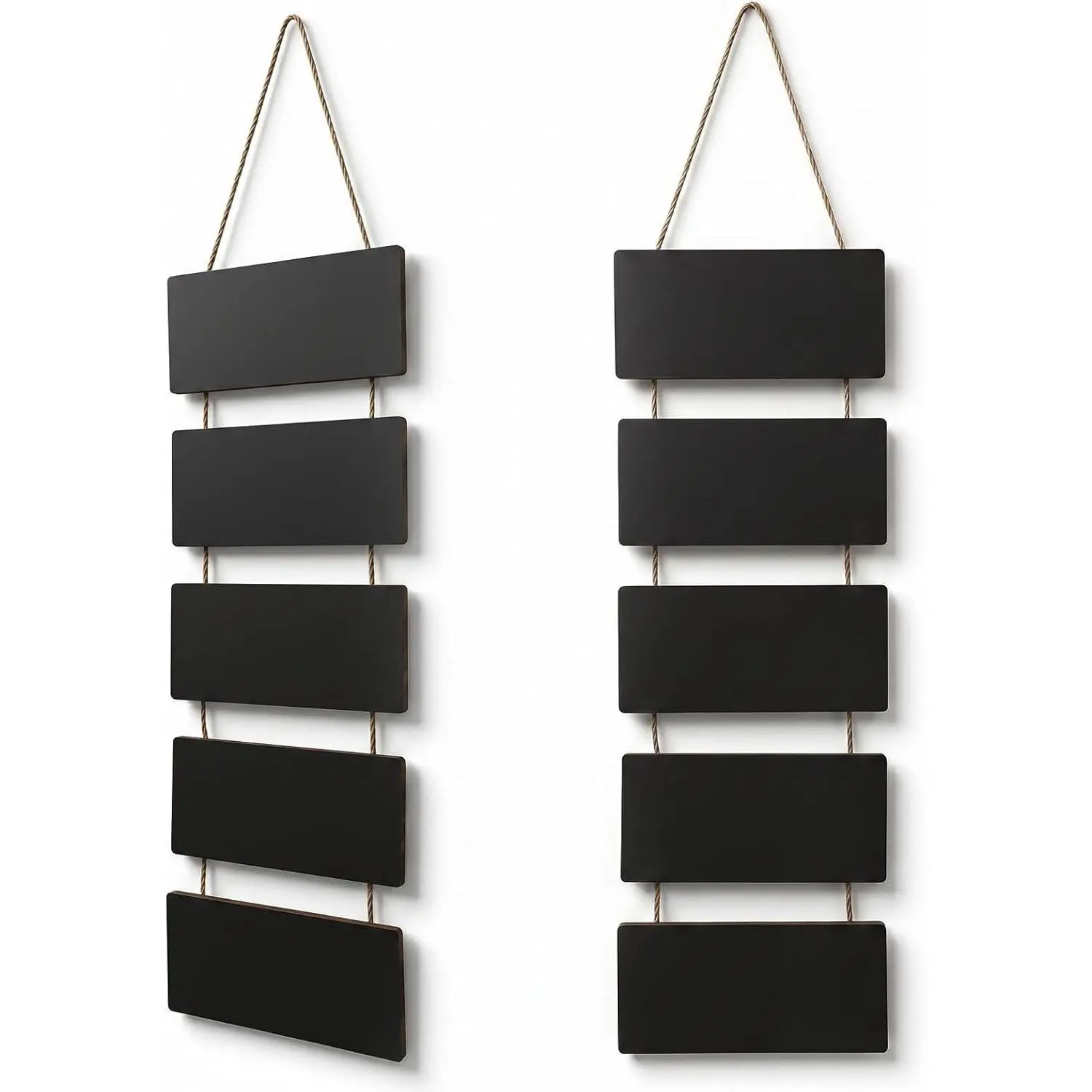 2 Pcs Double-Sided Hanging Chalkboard Signs, Wooden Erasable Message Boards, Rustic Rectangle Chalkboards with Rope for Wedding, Bar, Restaurant, Kitchen Wall Decor