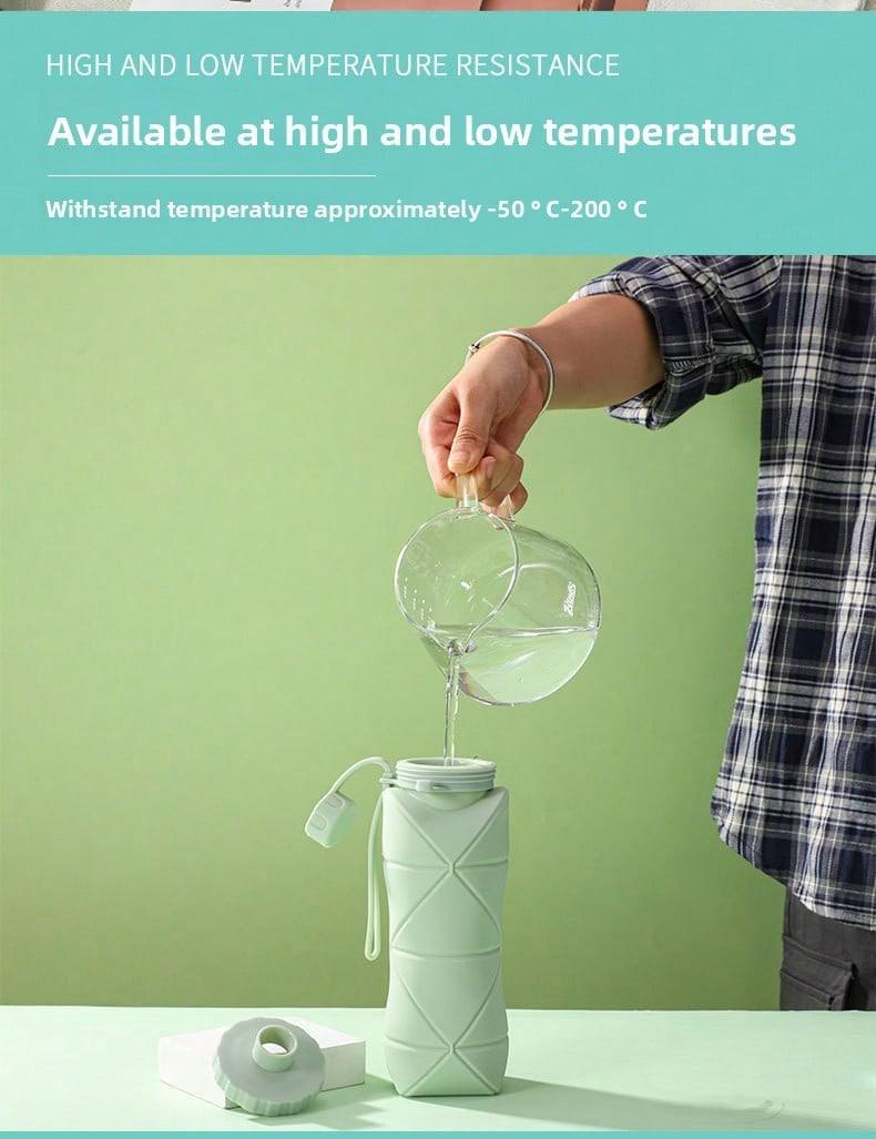 1Pc 600mlLarge Collapsible Silicone Cup-Portable Travel Water Bottle for Outdoor, Food-Grade with Fresh Colors, Foldable Design