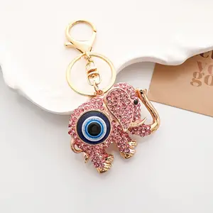 Rhinestone Elephant Evil Eye Car Mirror Hanging Ornament, Luxury Crystal Lucky Animal Vehicle Charm, Aesthetic Spiritual Auto Interior Decoration, Bling Protection Mascot Keychain Pendant Hanger Gift
