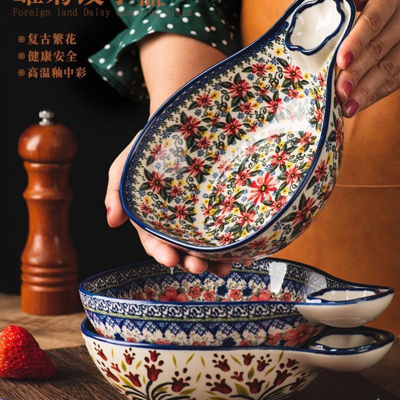 Creative Floral Pattern Ceramic Bowl, 2 Counts/set Vintage Style Bowl ...
