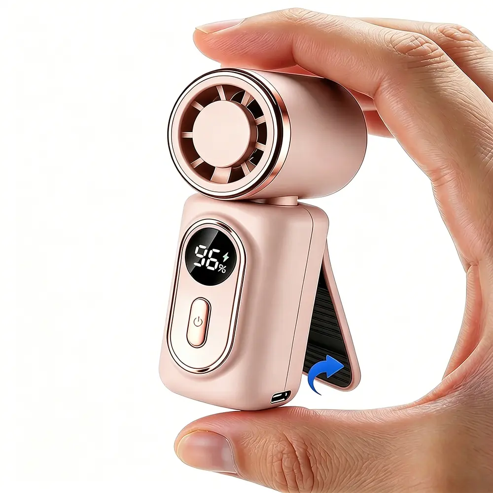 Compact Handheld Clip Fan 3-in-1, USB Rechargeable 3000mAh Battery 5 Speeds 180° Angle Adjustment Cooling Fan for Travel Work, Clip On Fan, Portable Fan
