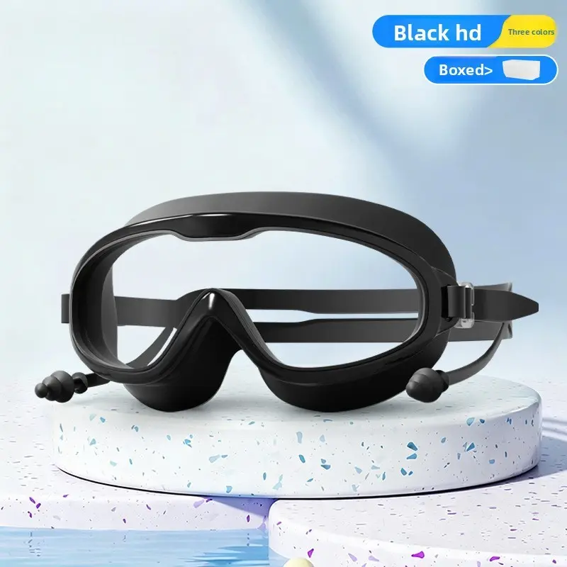 Anti-Fog High Definition Swimming Goggles for Men and Women, Large Frame Dive Glasses with Ear Pads, Water Sports Protective Eyewear, Silicone Swim Glasses, Diving Swimming Goggles