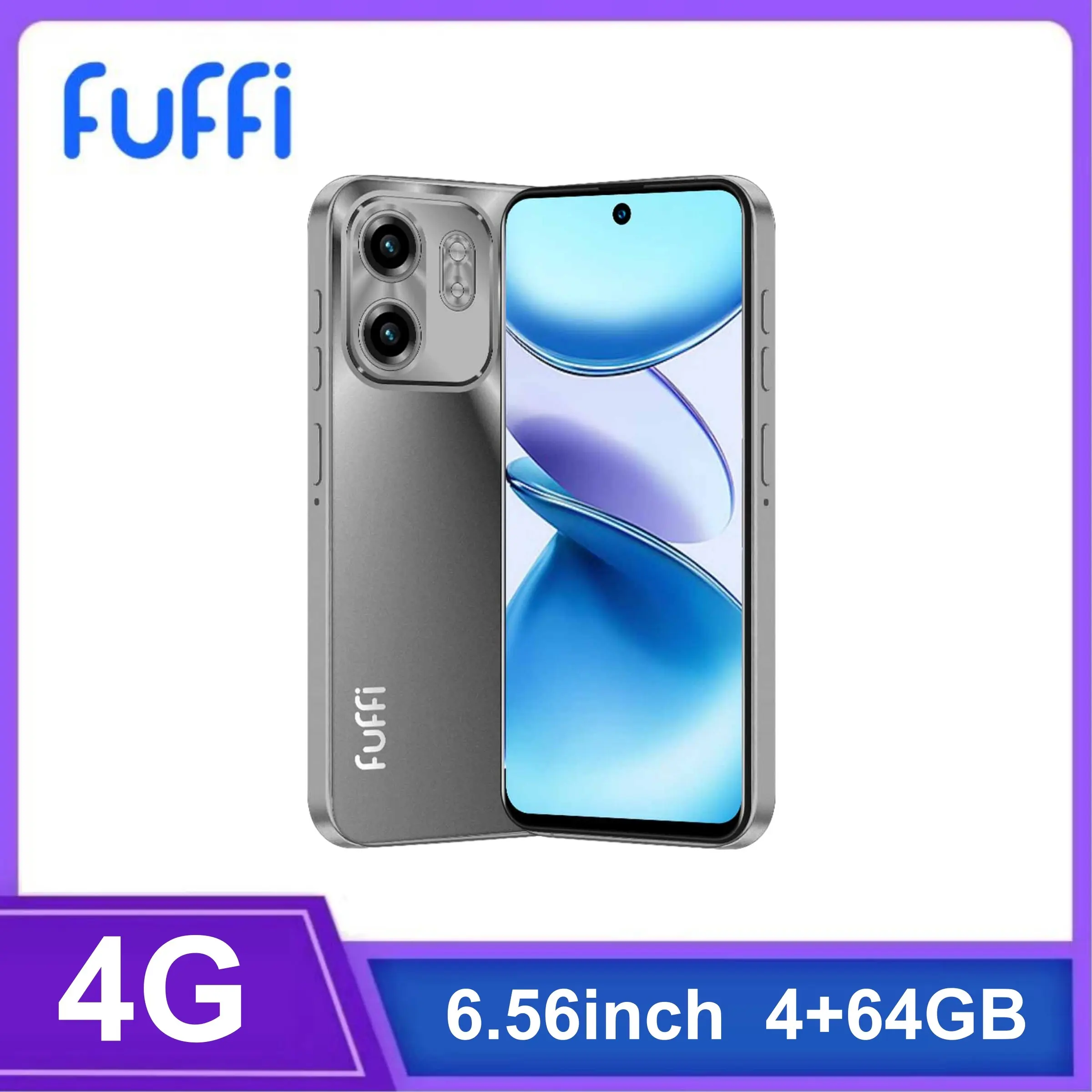 FUFFI-Smartphone, 4+64GB ROM,6.56-Inch Screen, Dual Sim Card, Android 12.0, Quad-Core Processor, 4300mah Battery, Fashionable Design, Touchscreen Phone