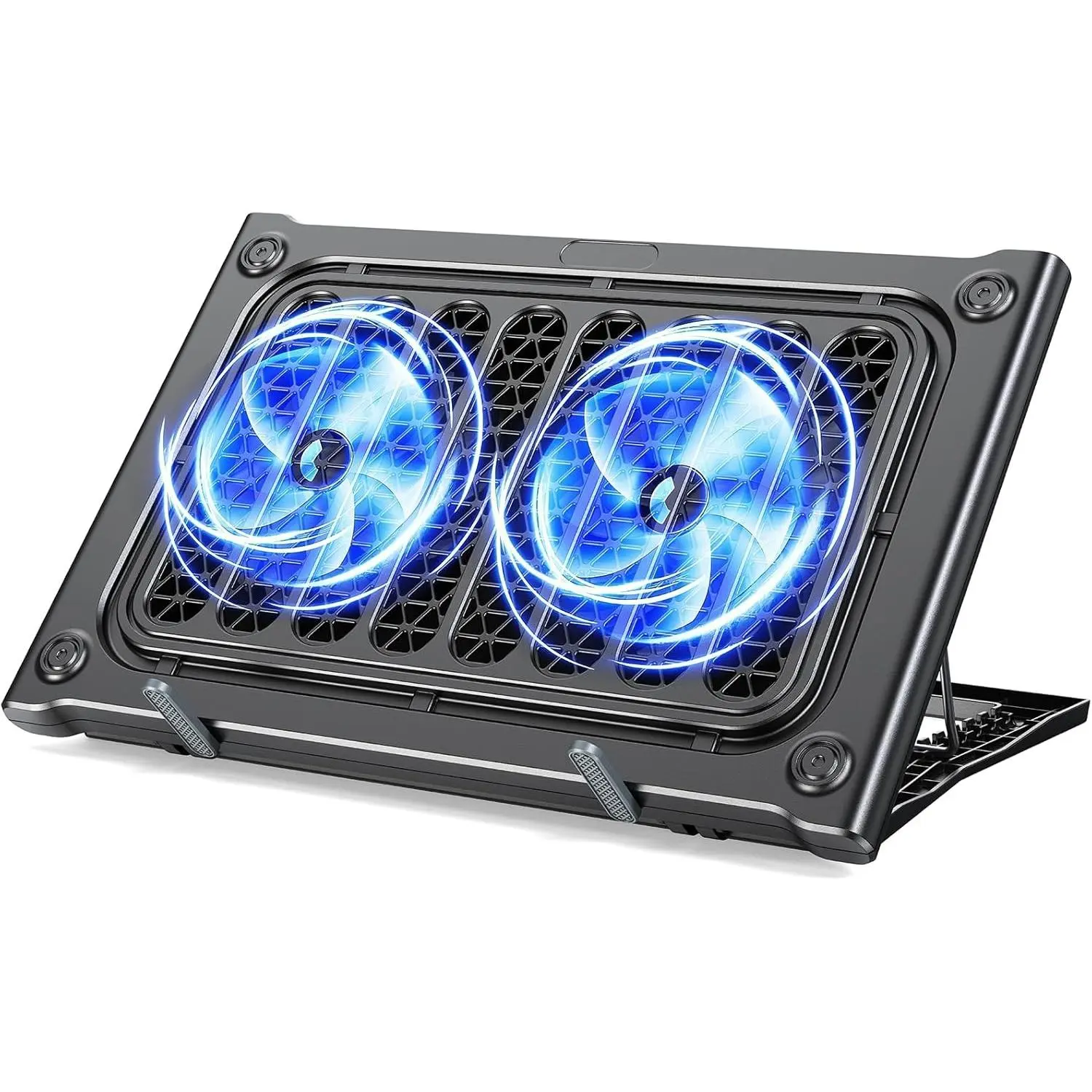 Black Laptop Cooling Pad Stand with 2 Silent Fans, 6-Level Adjustable Wind Speed, 2 USB Ports for 10-15.6 Inch Laptops
