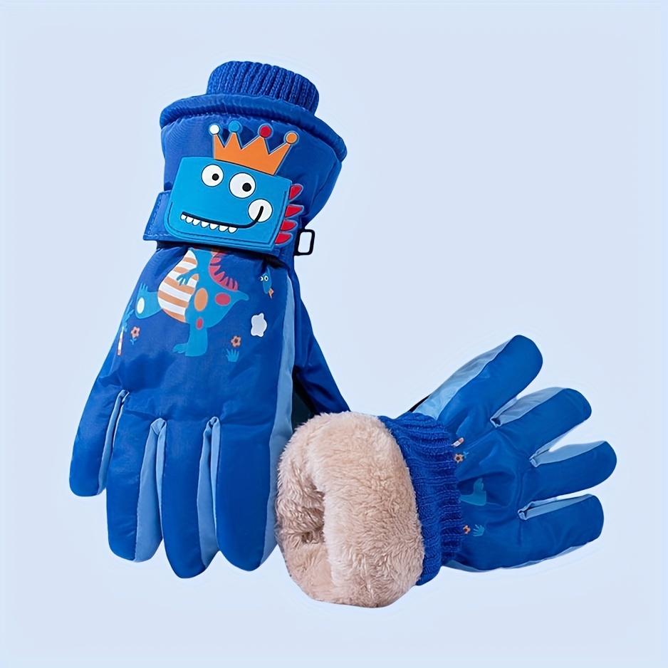 1 Pair Kids Winter Thermal Gloves - Thickened Cold Weather Gloves with Crown, Full-Finger Coverage, Soft Grip for Skiing, Snowboarding, Cycling, Outdoor Activities - Boys & Girls (Navy/Blue/Green/), Kids Snowboarding Gear, Playful Kids Design