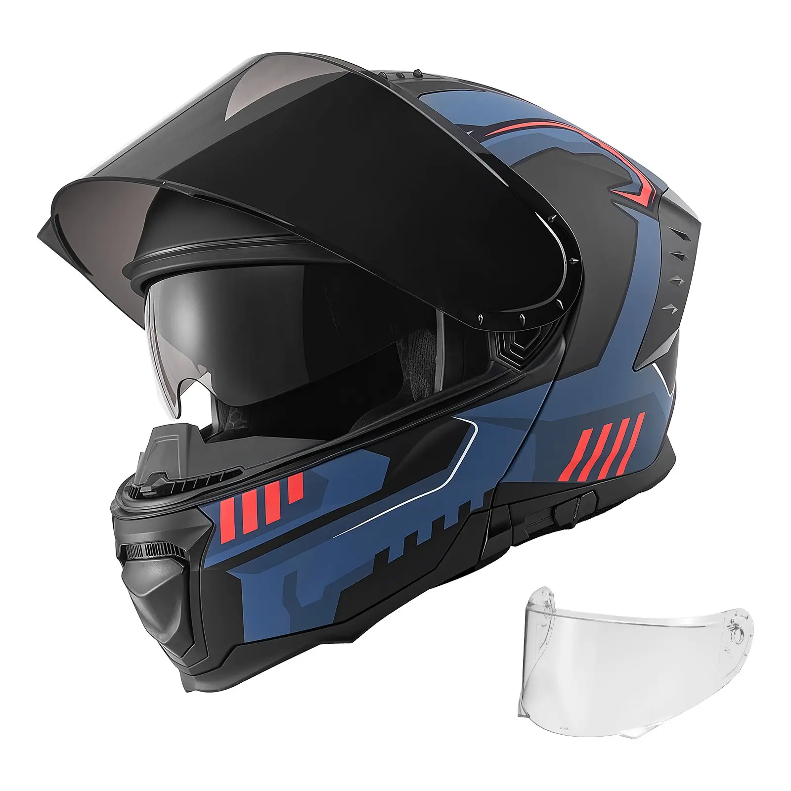 VEVOR Modular Motorcycle Helmet, Flip up Full Face Helmet with Dual Visor, Lightweight Comfortable Adult Motocross Street Bike Helmet for Men and Women - DOT & ECE Approved (XL Size)