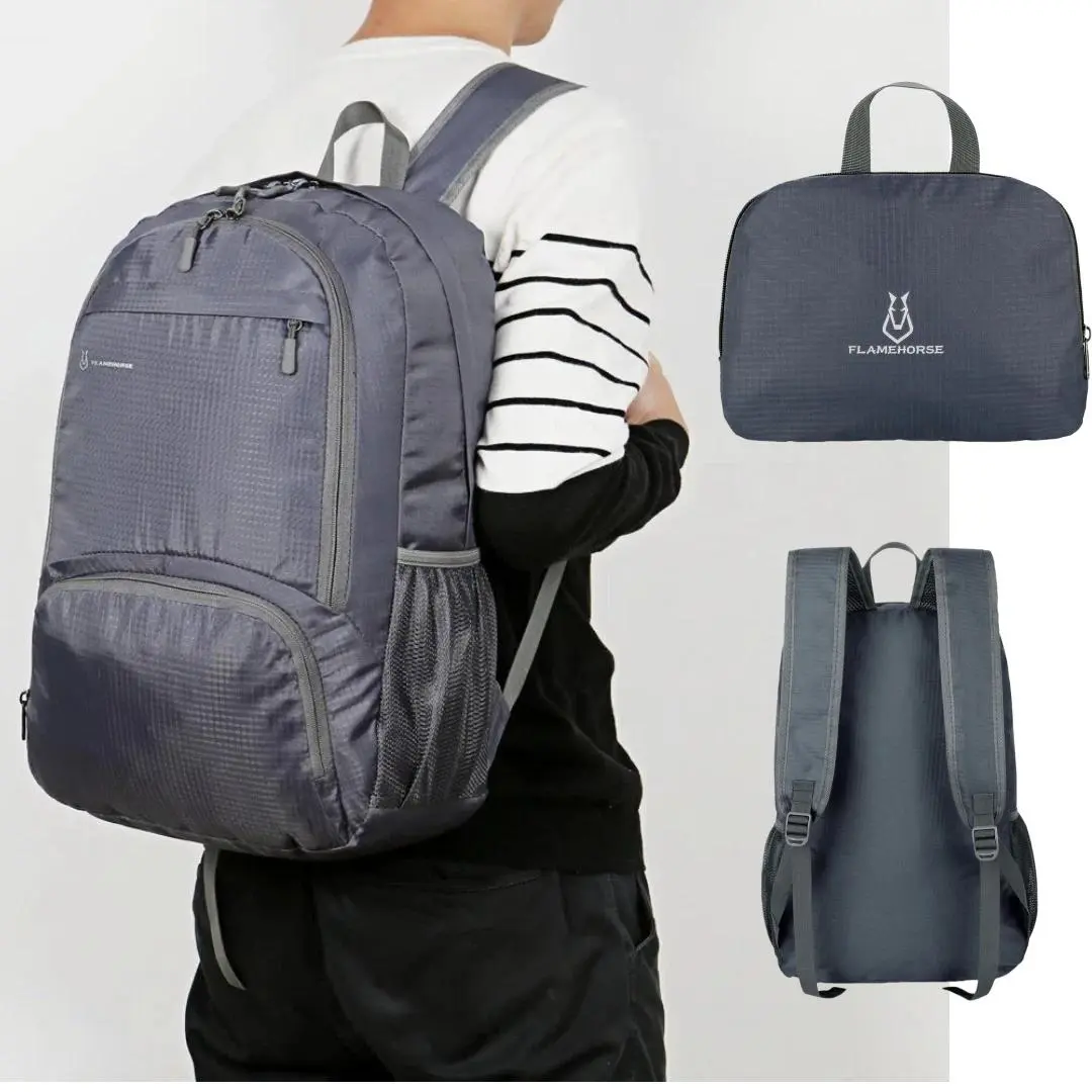 Unisex Minimalist Lightweight Foldable Waterproof Packable Backpack for Outdoor Travel, Hiking & Back to School Haul, Functional Luggage Shoulder Bag with Zipper