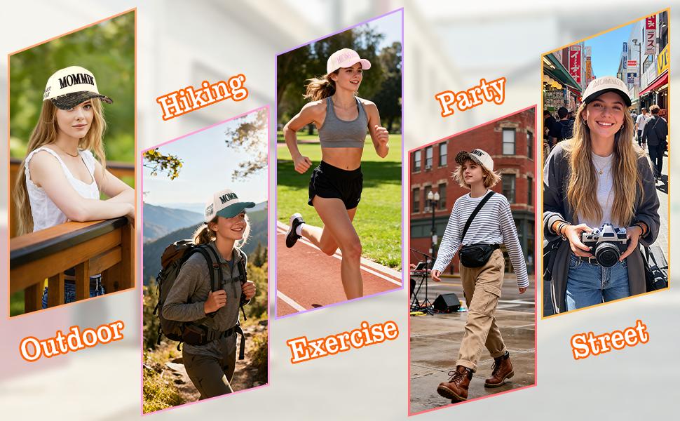 Mommin Trucker Hat for Women |     Vintage Two-Tone Ponytail Baseball Cap with Embroidered Mommin, Everyday Casual Leopard Print Sports Hat