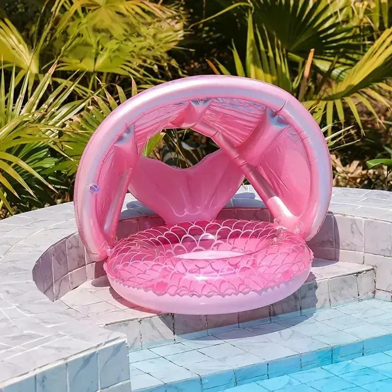 Kids Mermaid Tail Inflatable Swimming Ring - Durable PVC Pool Floats, UV-Protected Outdoor Toy for Beach Parties (Floats for Pool)