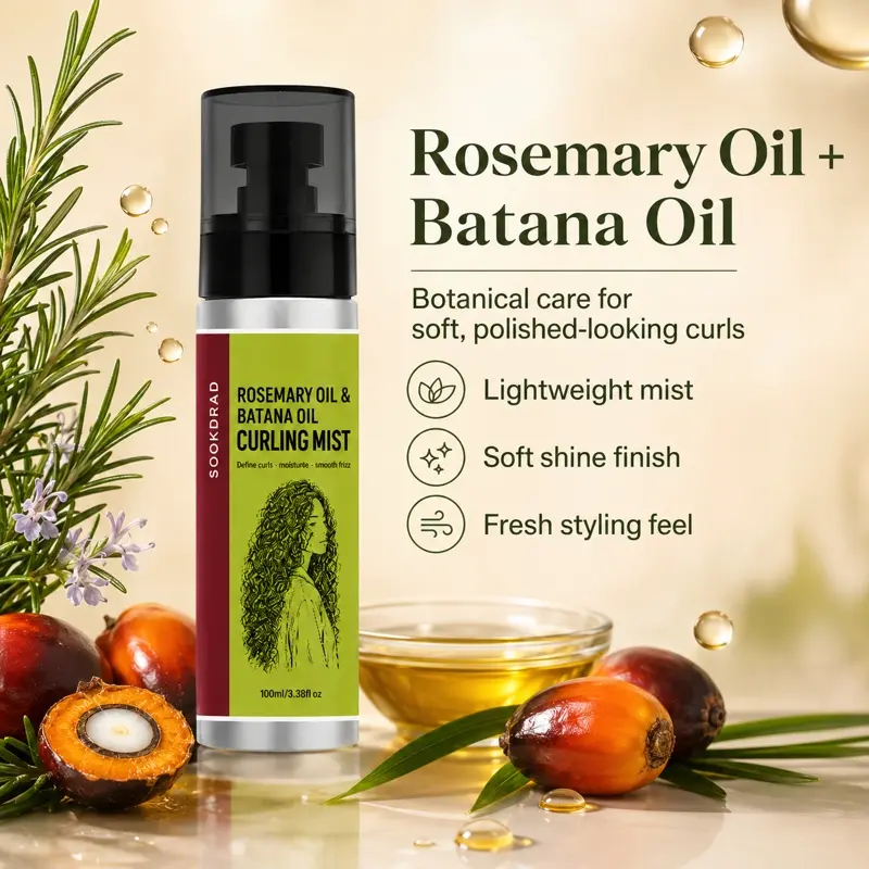 Rosemary Oil, Batana Oil, Curling Mist, define curls, moisturize, smooth frizz, for curly hair, 100ml/3.38fl oz