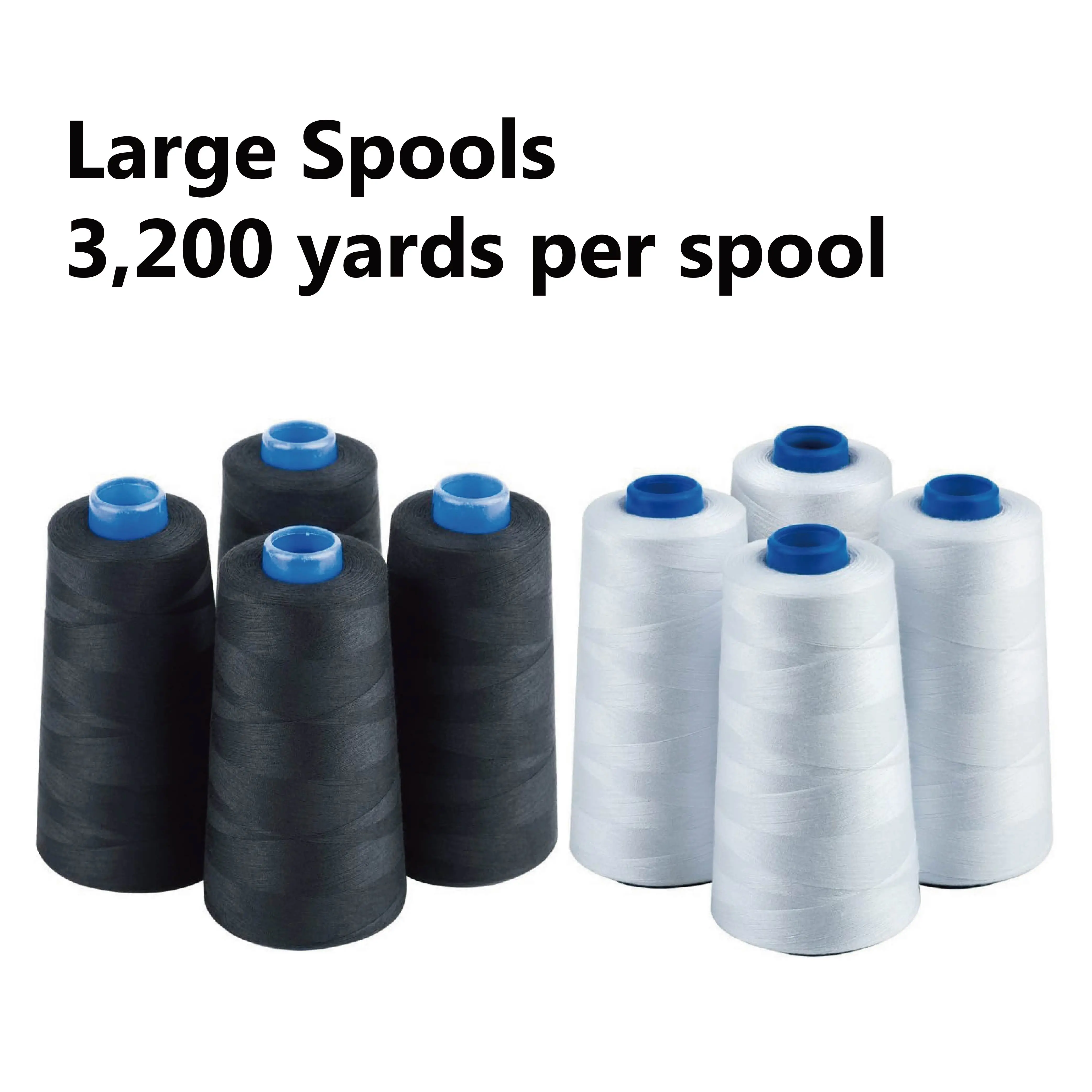 Heavy-Duty Durable Thread, 4/8 Black & White Spools, 3200 yds/Spool, Total 6400/25600 yds, Ideal for Machine Sewing, Quilting, Hand Stitching