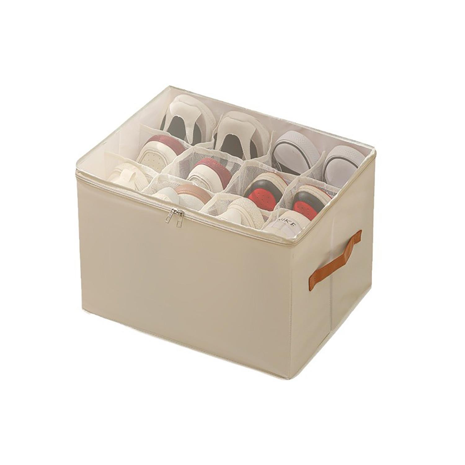 Multi-functional compartment-type storage shoe box, foldable fabric cover dust-proof miscellaneous storage box