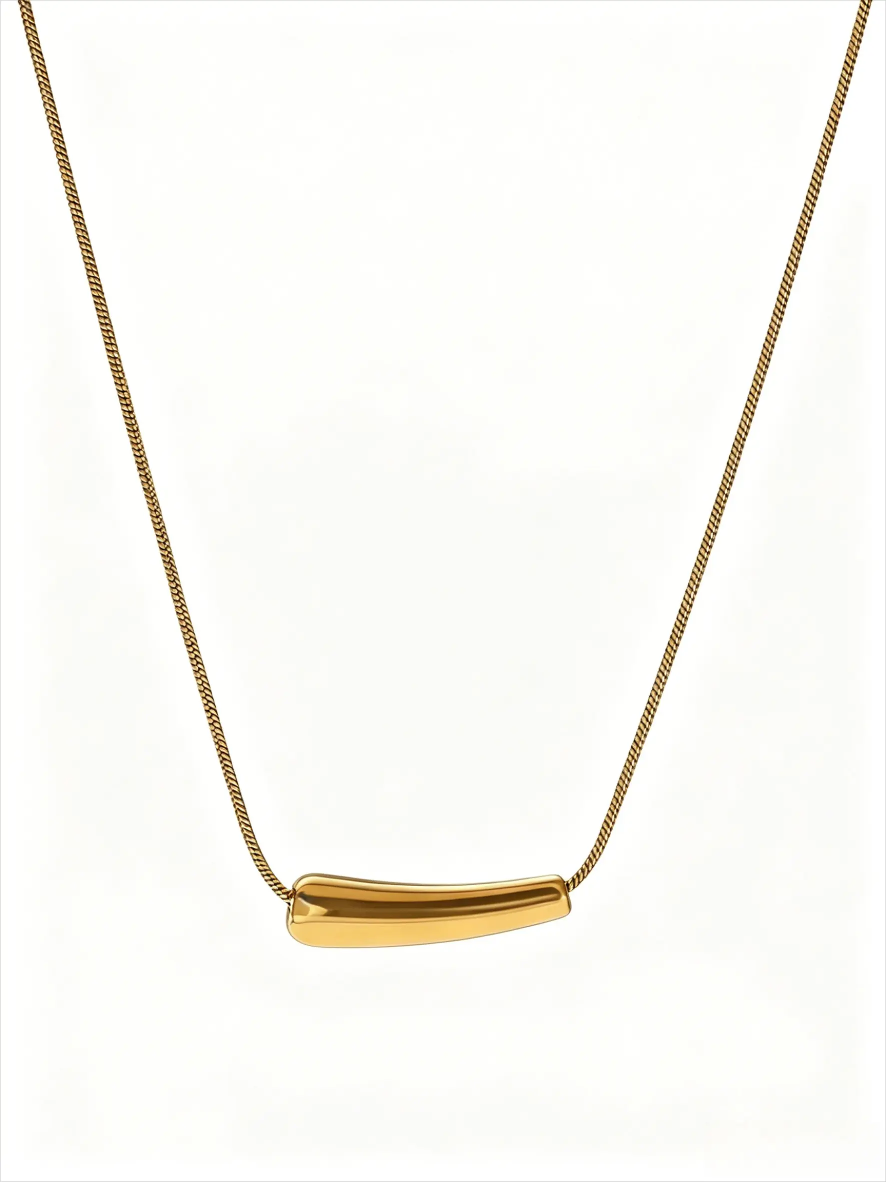 Minimalist Business Style Stainless Steel 18k Gold Plated Necklace, Adjustable 45+5cm Chain, Smiling Egg Pendant, Daily Wear Jewelry