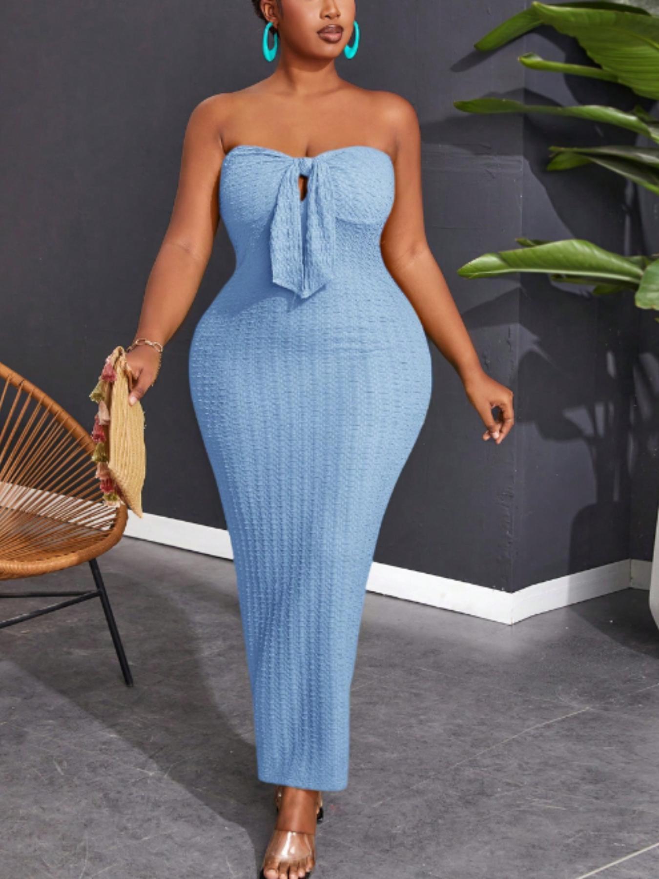 Women's Plain Tube Dress, Casual Bodycon Long Dress for Summer, Kids Clothes for Daily Wear, Womenswear, Sleeveless