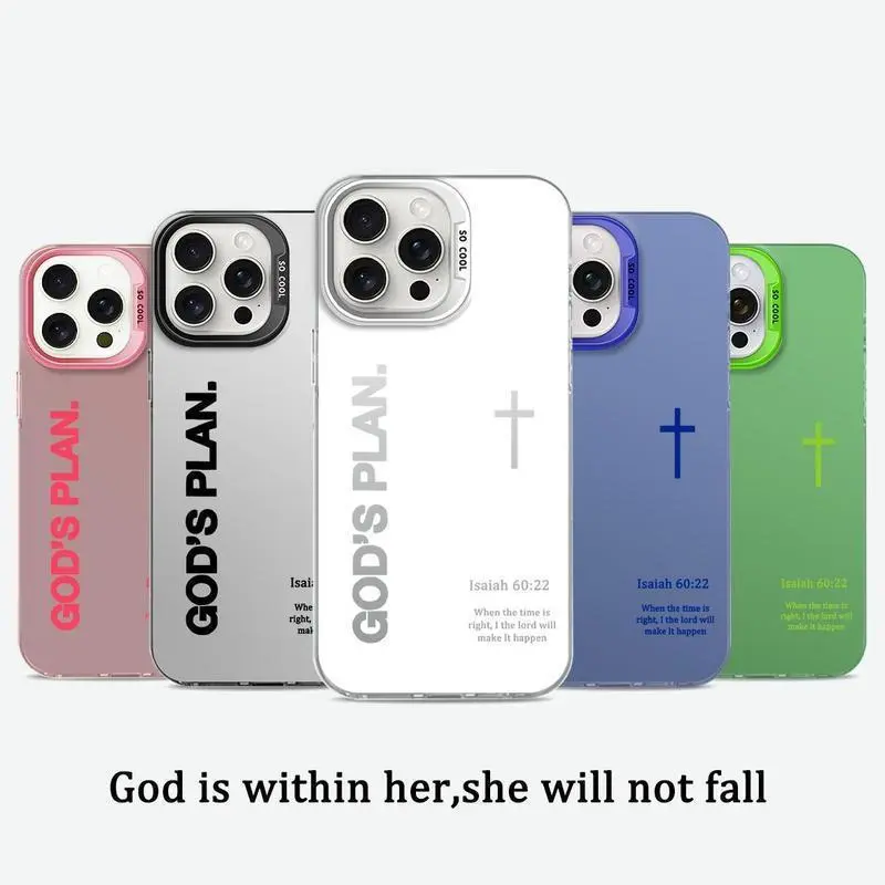 Faith Theme GOD’S PLAN Cross Isaiah WC60 Series Silicone TPU Casing - Shockproof, Durable Cellphone Protection Cover for iPhone 18/17/18 Pro Max/16 E/15 Plus/14-11 & Samsung Galaxy S25-S22, God's Gift Gradient Accessories for Women