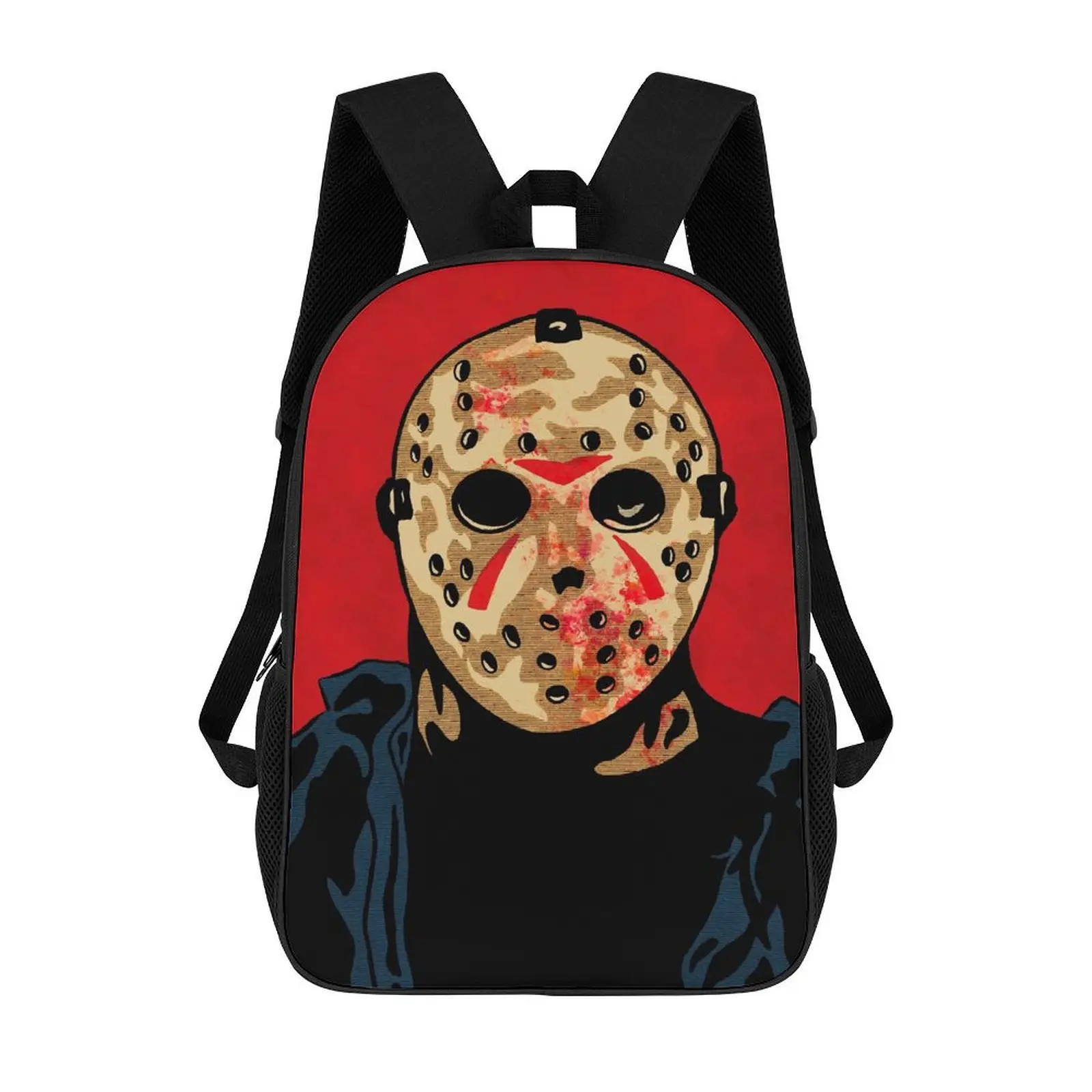 Jason Voorhees Printed Synthetic Backpack, 17-in Adjustable Shoulder Straps Rucksack for Male, Ideal for Campus Life, Work & Travel (School Book Bag)