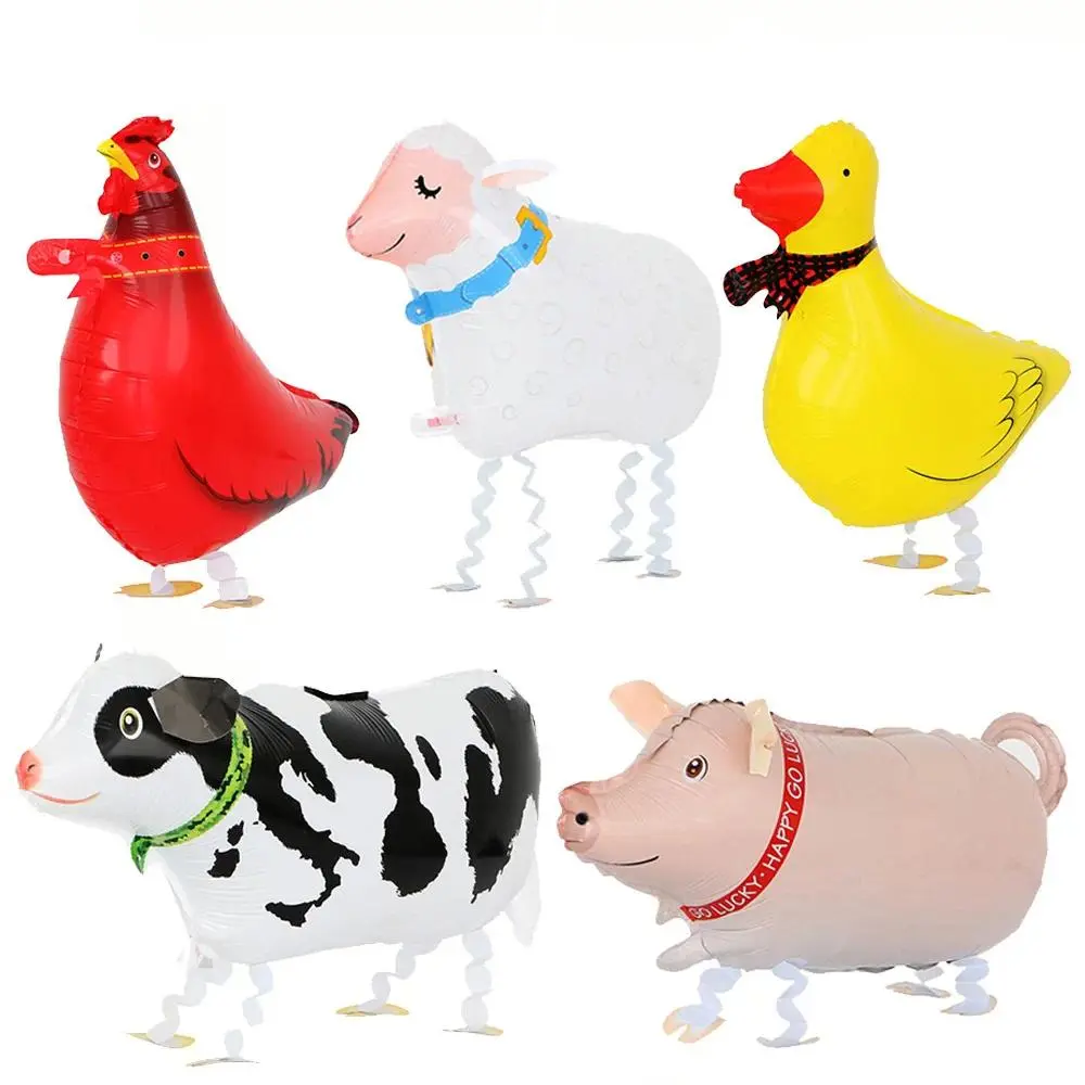 1pc-4 Cute Animal Shape Mylar Foil Balloons - Duck, Chicken, Cow, Horse, Sheep Designs - Kids' Farm Theme Birthday Decor, Home Festive Party Supplies, Party Decor