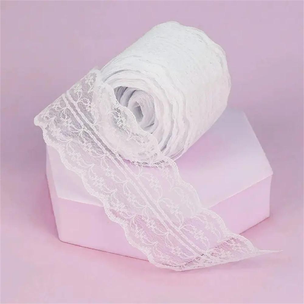 10M Lace Trim Ribbon, 1 Count Simple Flower Pattern Lace Trim, Decorative Lace Trim for Sewing Party Wedding, DIY Crafts, Embroidered Lace Trim