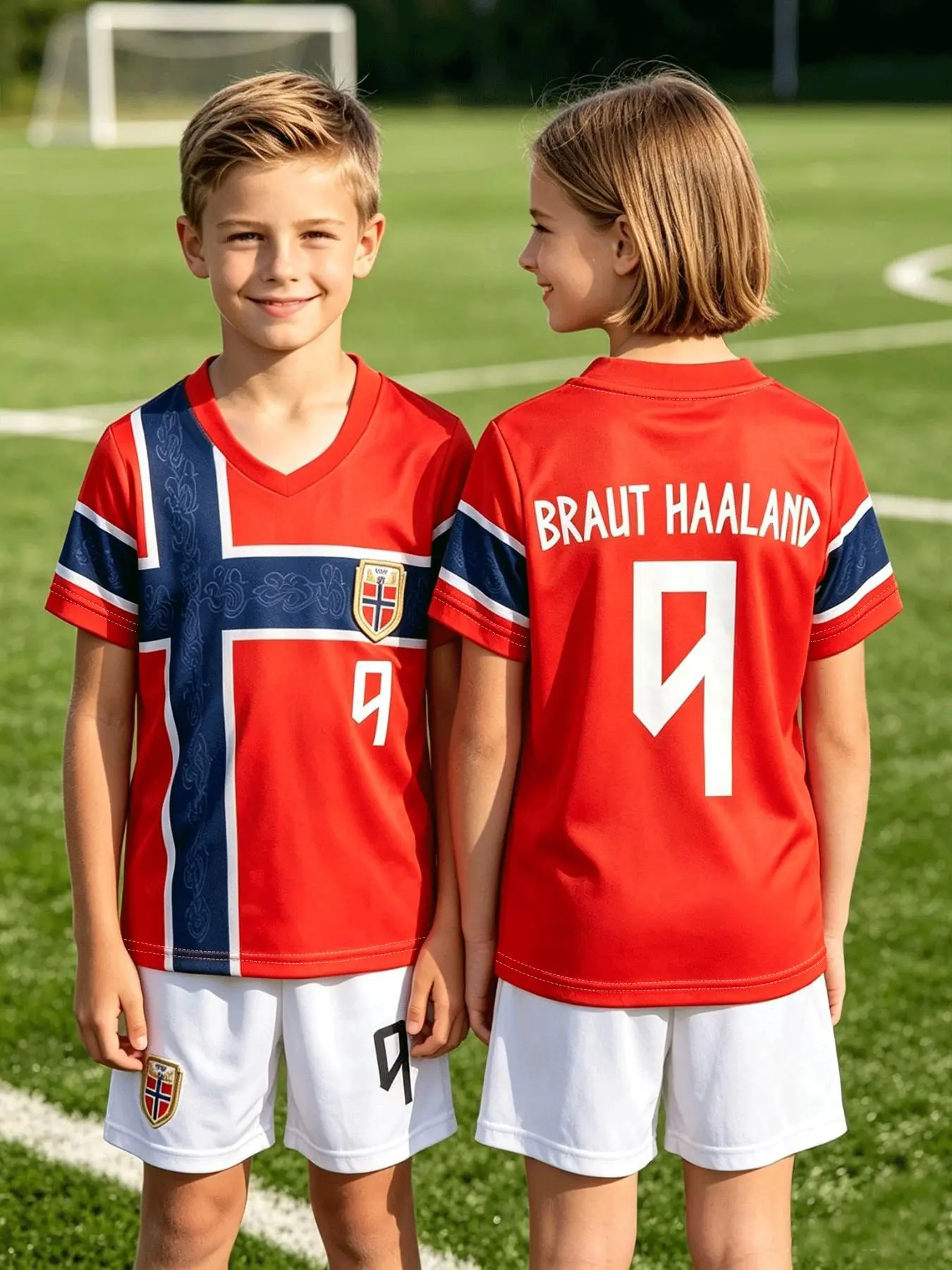 Haaland 9 Soccer Jersey Set, Unisex Short Sleeve Sports, Latin American Fan Style, Kids Football Clothing