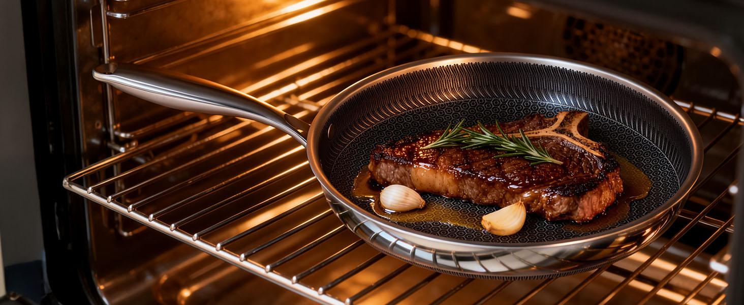 14-Piece Hybrid Stainless Steel Cookware Set, Non-Stick Pots and Pans Set with 3 Silicone Trivets| Induction Compatible Frying Pans, Saucepans, Saute Pan & Stock Pot| Oven Dishwasher Safe