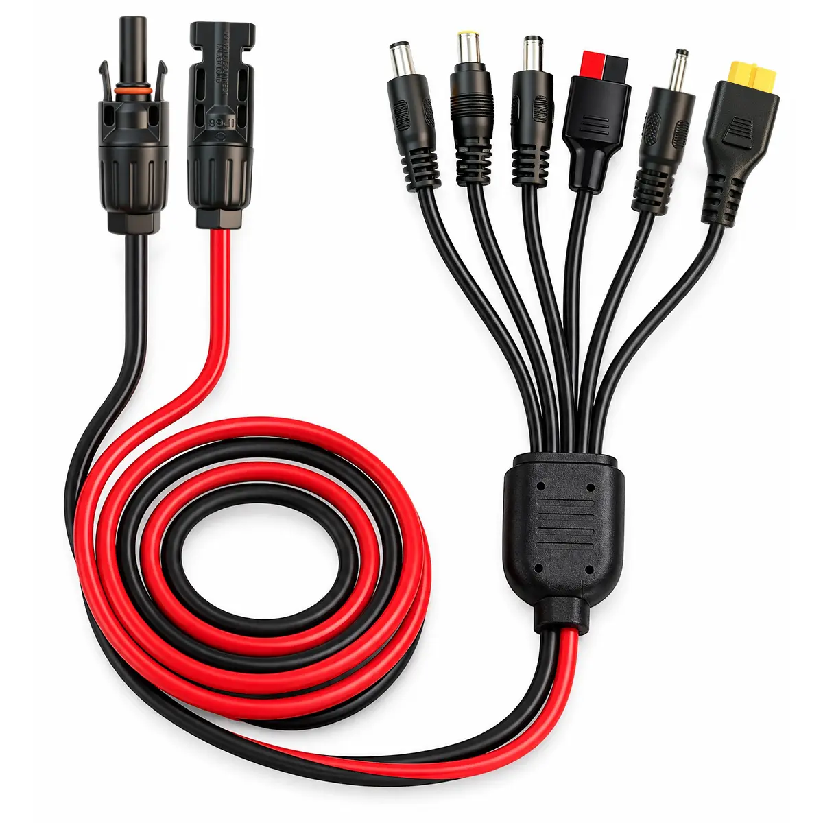 6-in-1 Solar Panel Connector Kit, 12AWG Solar to XT60, Anderson, DC7909, DC6530, DC35135, DC5521 Connector Cable for Portable Station Solar Panel Generator(3.3FT)