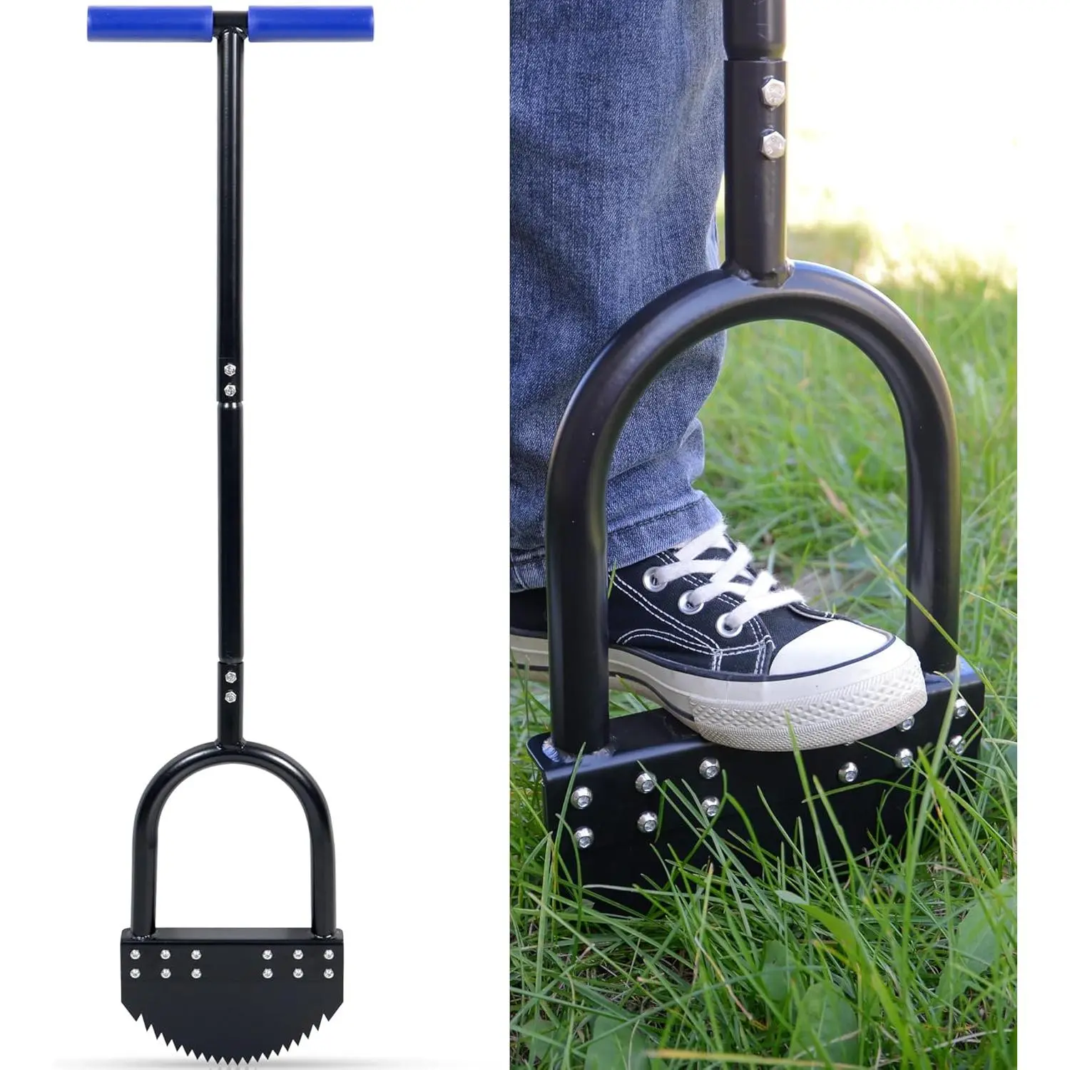 Edger Lawn Tool 41in Border Edger with Tempered Spring Steel Blade Long Rubber Handle Wide Footplate Rustproof Manganese Steel Half Moon Edger  Garden Maintenance