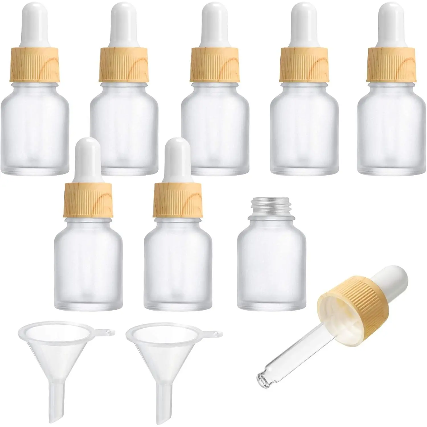 8 count Frosted Glass Dropper Bottles Essential Oil Bottles with Eye Dropper and   Perfume Sample  Liquid  Containers and 2 count Funnel(5 ml/ 0.2 oz)