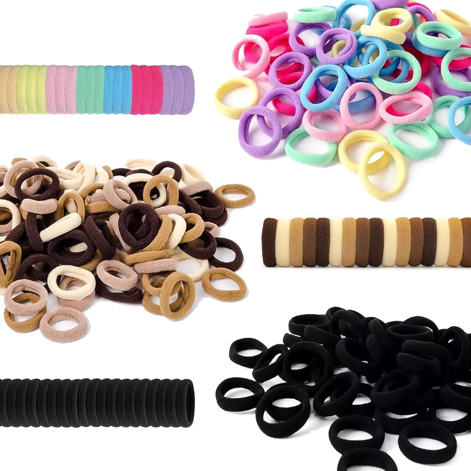 Seamless Nylon Baby Hair Ties for Toddlers, 300 Pcs 0.8in Small No-Pull No-Damage Elastic Hair Bands Accessories, 12 Colors
