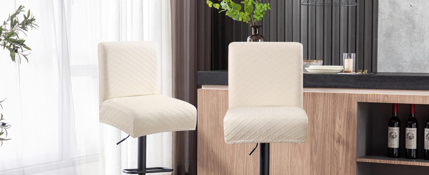 CRFATOP Waterproof Bar Stool Covers 4 PCS, Stretch Chair Slipcover for Pub Tall Chair with Backs Counter Barstool Cover Removable Washable (Beige) CRFATOP Waterproof Bar Stool Covers 4 PCS, Stretch Chair Slipcover for Pub Tall Chair with Backs Counter Barstool Cover Removable Washable (Beige)