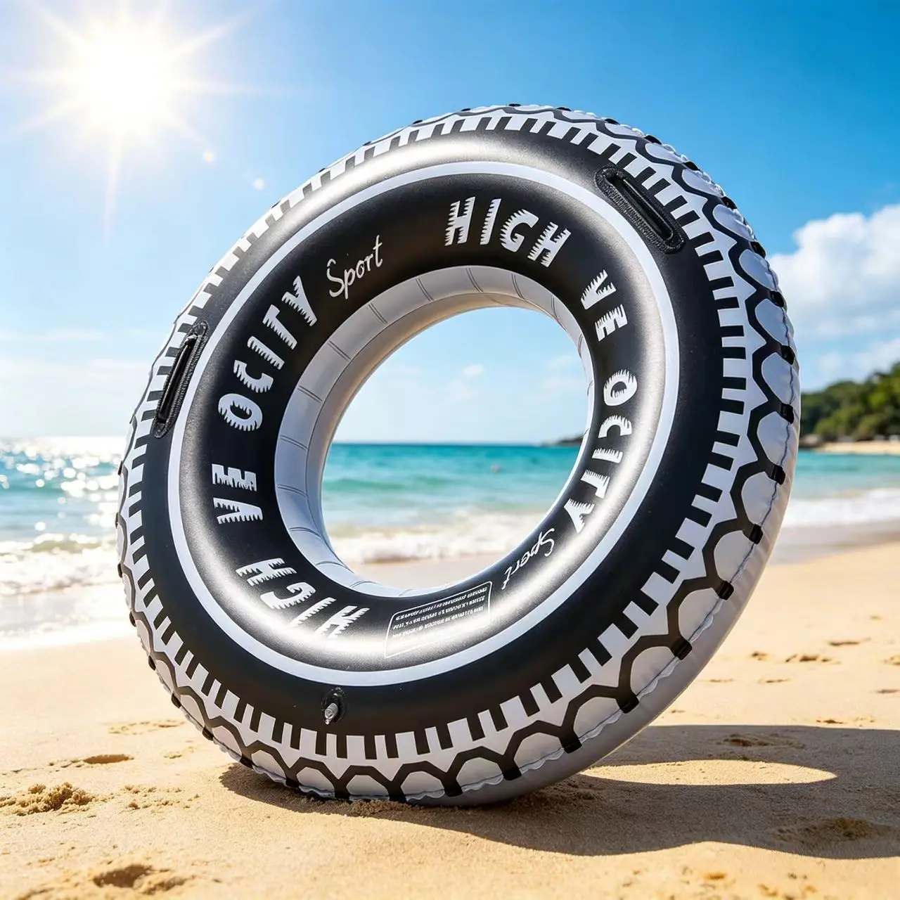Adult Thick Tire Shape Inflatable Swim Ring, Motorcycle Style Trendy Pool Float, Waterproof Floating Device for Summer Fun