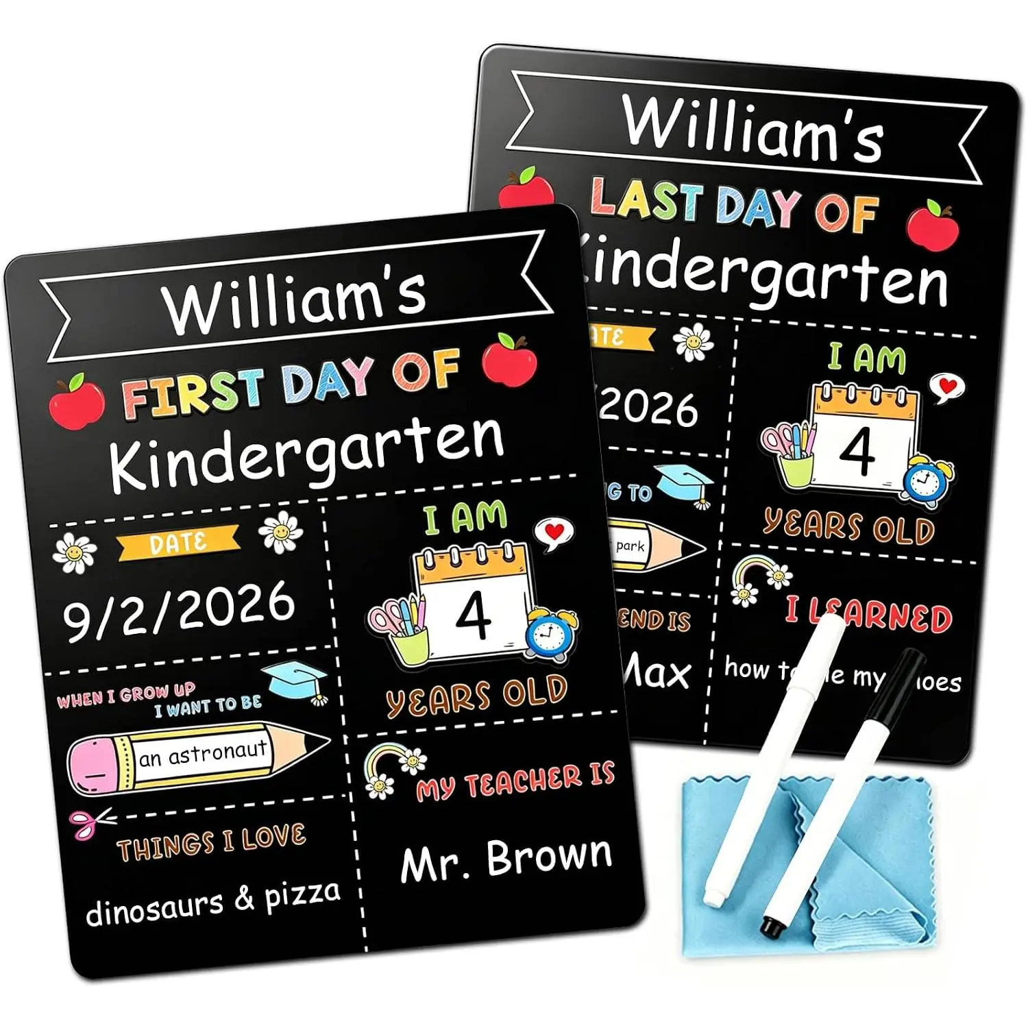 of School Sign Board Double Sided 1st and Last Day of  Board Signs Wooden   to School Chalkboard Sign Photo Prop for    (first3)