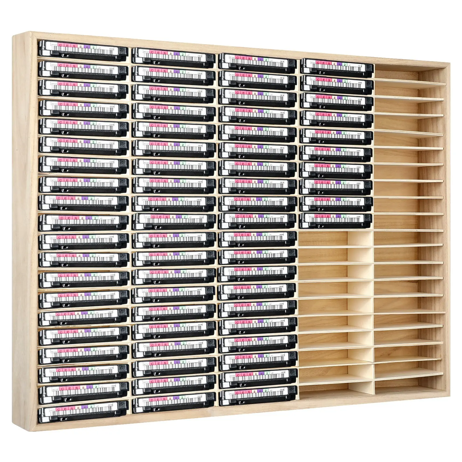 100 Slot Cassette Tape Storage Holder Wooden Audio Tape Organizer Cassette Tape Rack for Cassette Collections Audio Accessory
