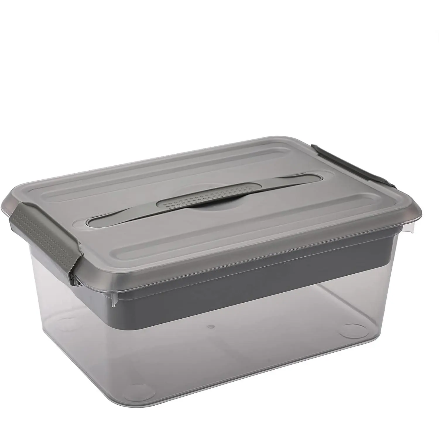BTSKY Stack & Carry Box Clear Plastic Storage Container with Removable Tray| Stackable Home Utility Box Multi-Purpose Storage Bin for Organizing Stationery, Sewing, Art Craft Supplies(Black)