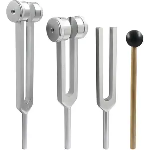 3 Pack Tuning Fork Set (128Hz, 256Hz, 512Hz), Sound Healing Instruments Bag, Weighted Tuning Fork for Chakra/Sound/Yoga/Meditation Beginners