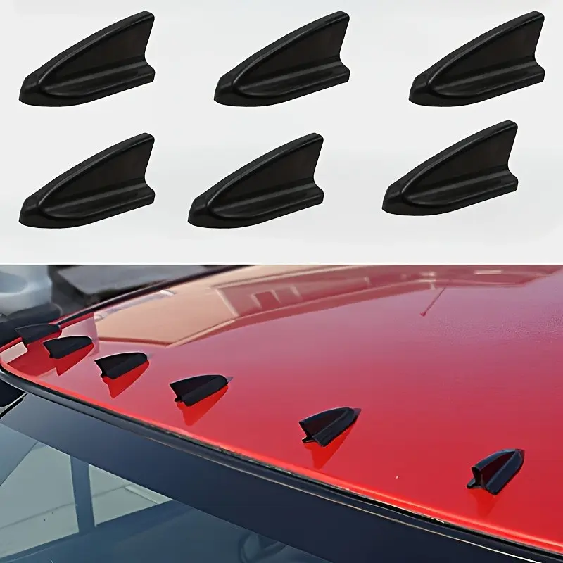 6 Car Modification Accessories, Self-Adhesive Shark Tail Antennas, Vehicle Roof and Body Decoration, Auto Antenna Parts