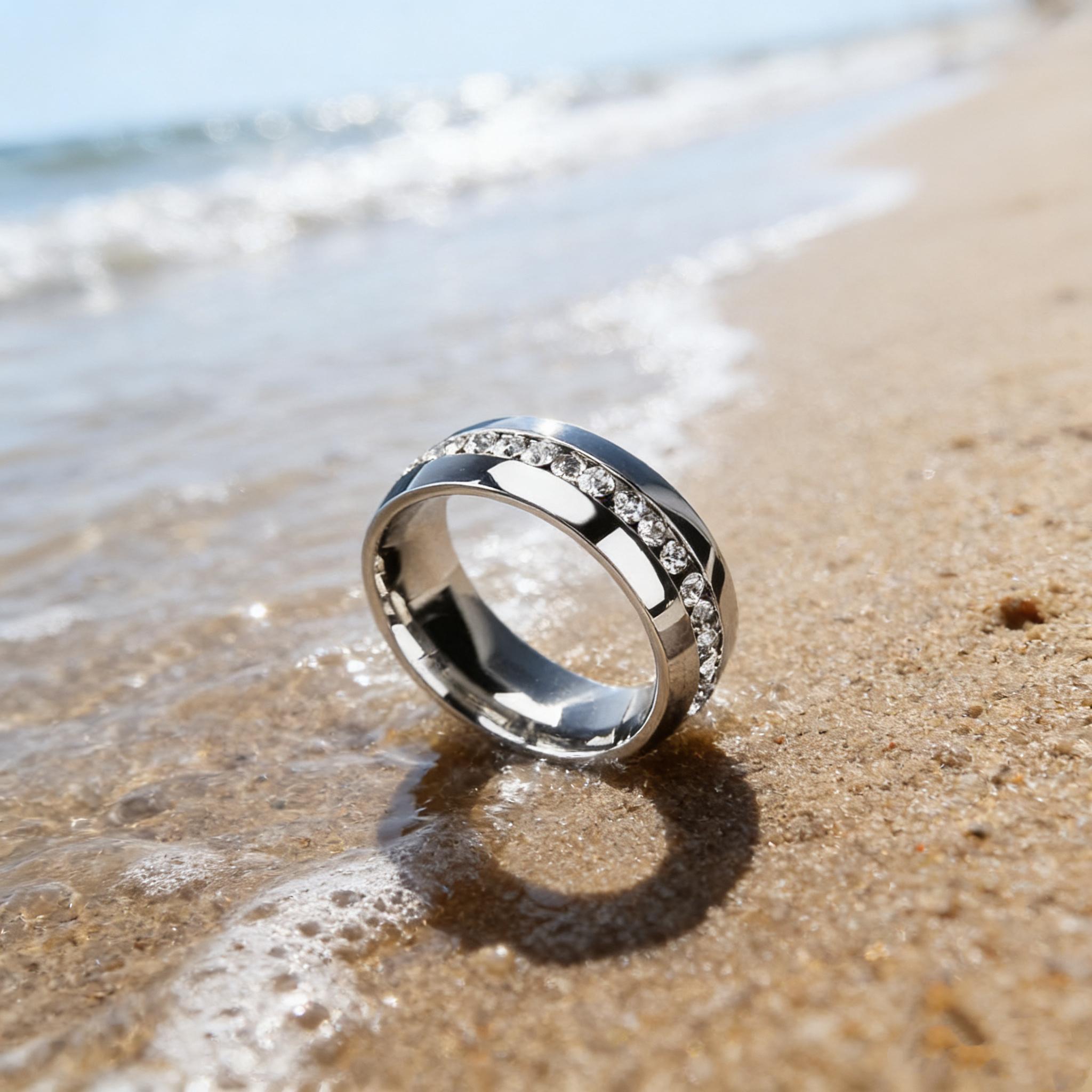 1 Piece minimalist rings Never Fade Stainless Steel Ring Men Women Couple Ring Single Row Full Diamond Cuban Ring Engagement Wedding Band friendship rings