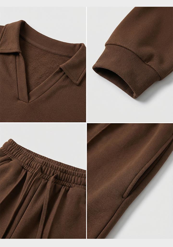 Women's Minimalist Solid Color Split-Neck Sweatshirt, Simple Style Loose Long Sleeve Top, Lady Casual Comfort Outfit