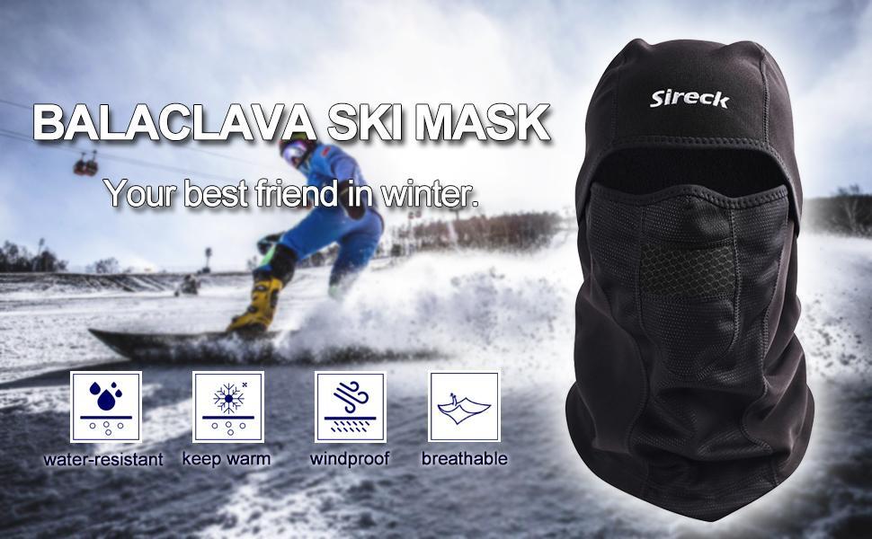 Cold Weather Balaclava Ski Mask, Water Resistant and Windproof Fleece Thermal Face Mask, Cycling Motorcycle Neck Warmer Hood Winter Gear for Men, Women
