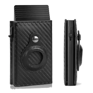 RFID Blocking Pop Up Wallet Slim Aluminum Card Holder ID Window Leather Slot Minimalist Men Purse