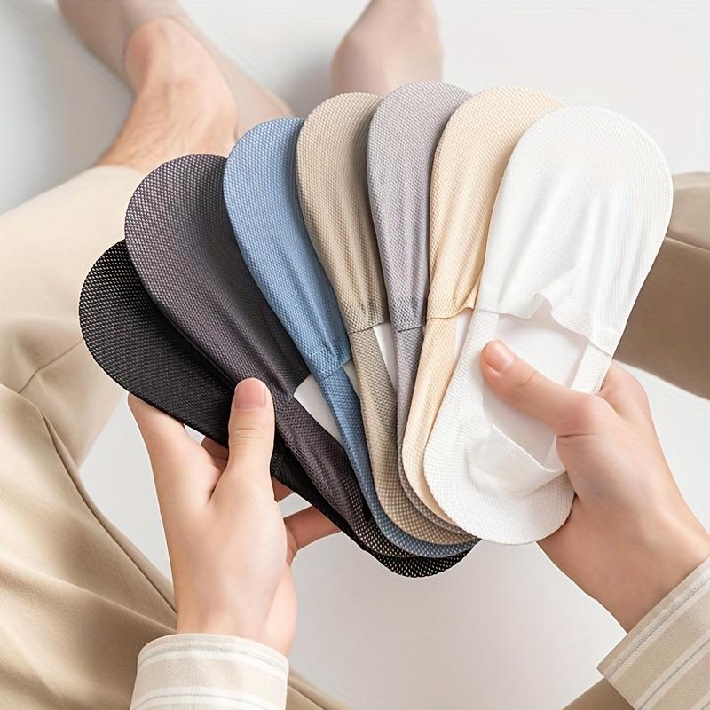 Men’s Solid Color No-Show Boat Socks, Seamless Breathable Mesh Athletic Socks 6 Pairs for Outdoor Sports