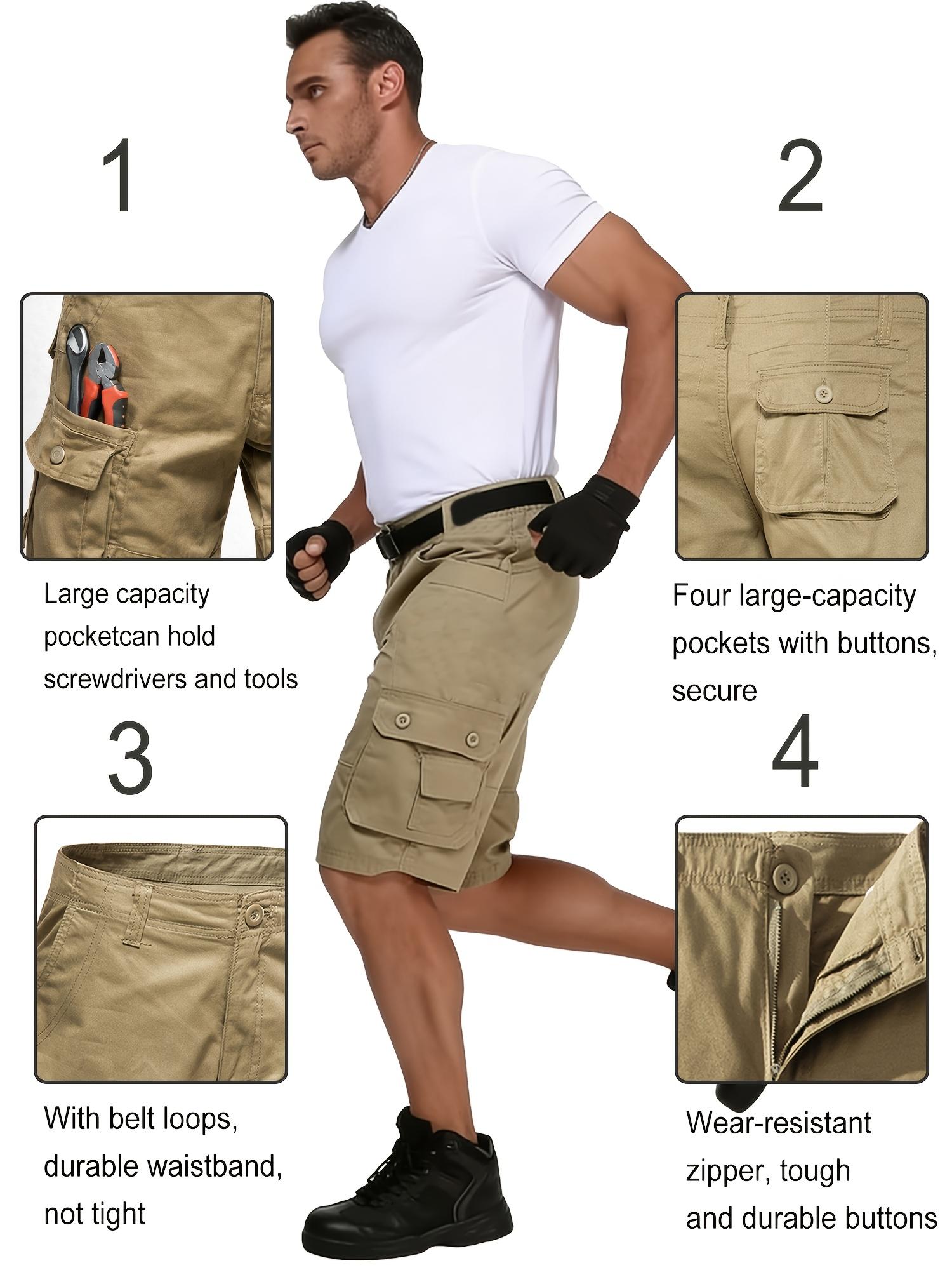 6-pack men’s cargo pants, tactical men’s shorts, men’s shorts with multifunctional pockets, suitable for golf and outdoor activities, men’s hiking shorts, wear-resistant, wrinkle-resistant, breathable shorts