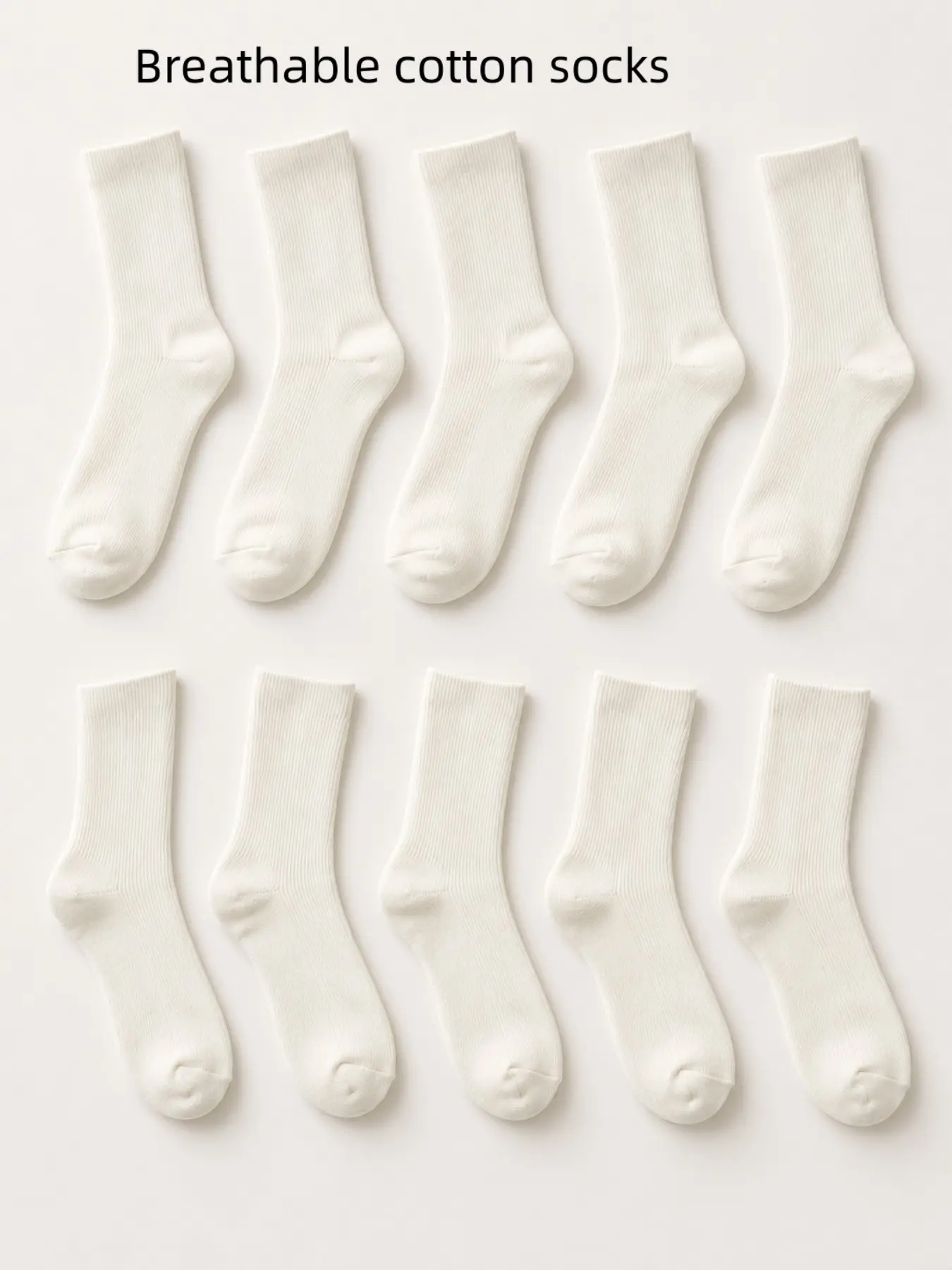 Unisex Breathable Cotton Crew Socks, Soft Comfort Anti-Odor, Solid Color Striped Mid-Calf, 5 Pairs for Sports, Casual, Business Use