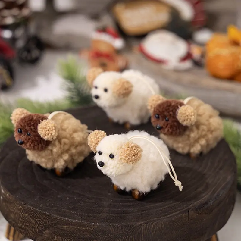 Popular Christmas Wool Felt Puppy Pendant Christmas Tree Decoration DIY Window Display Scene Arrangement Props