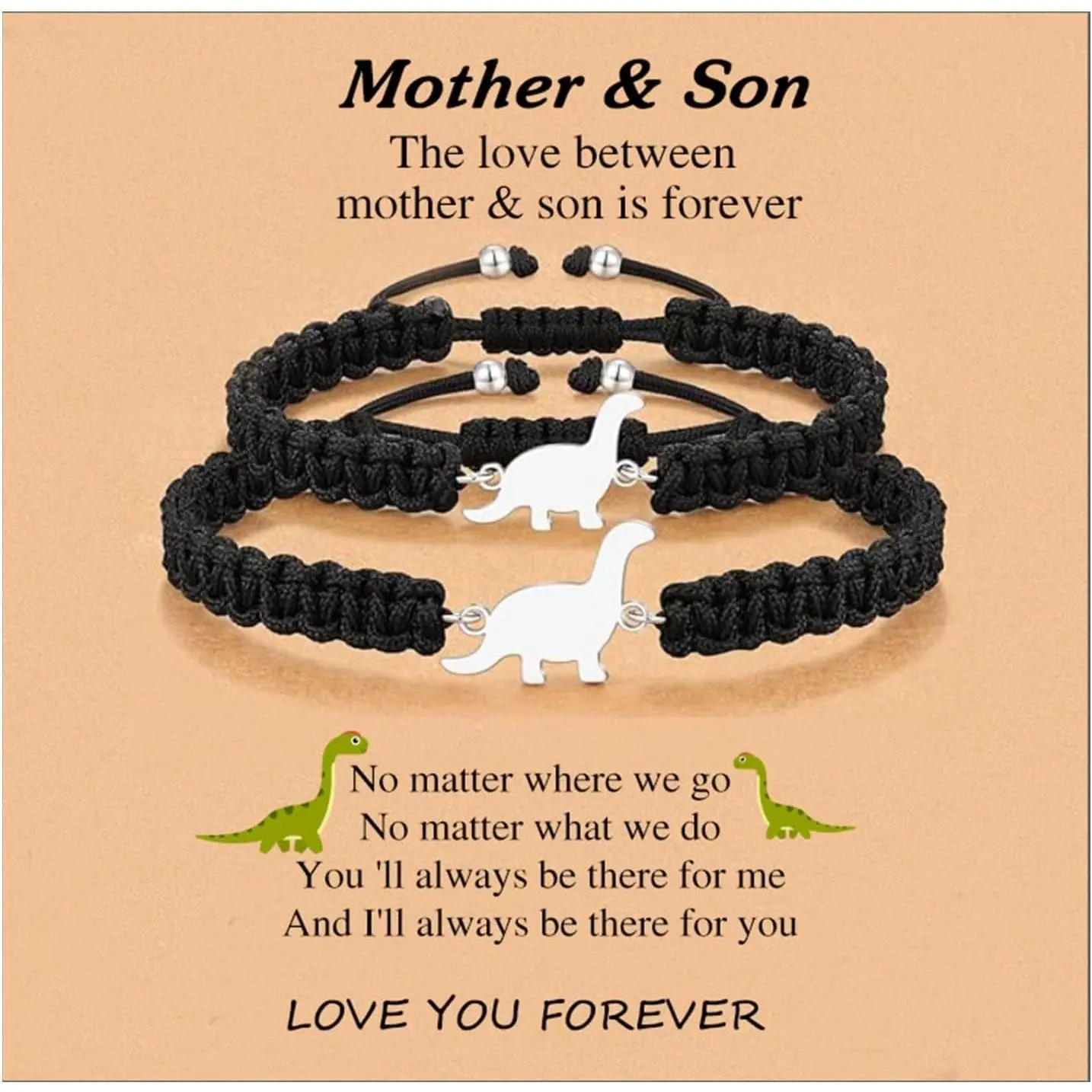 Mother Son Dinosaur Bracelet,Mother Son Bracelets Mommy and Me Matching Bracelets Christmas Birthday Gifts