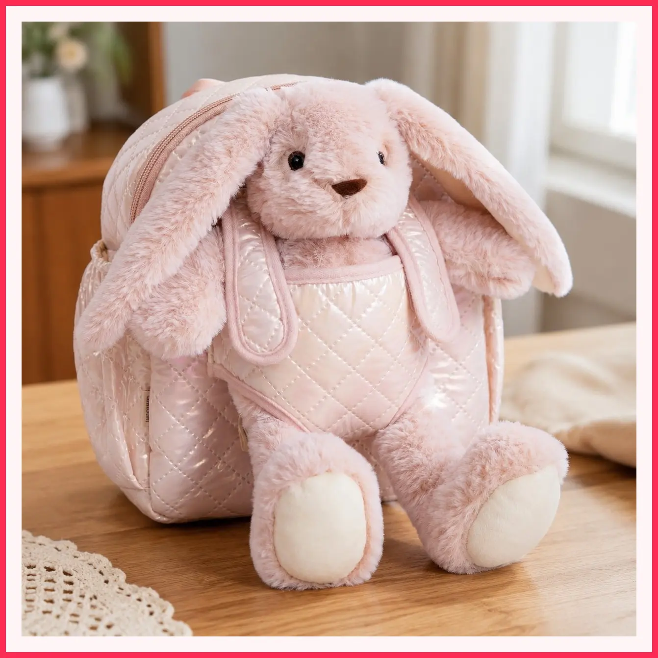 Hug & Go Bunny Toddler Backpack – Soft Plush Bag with Detachable Toy for Girls Aged 2–4 | Perfect for Daycare, Travel & Birthday GiftsGift