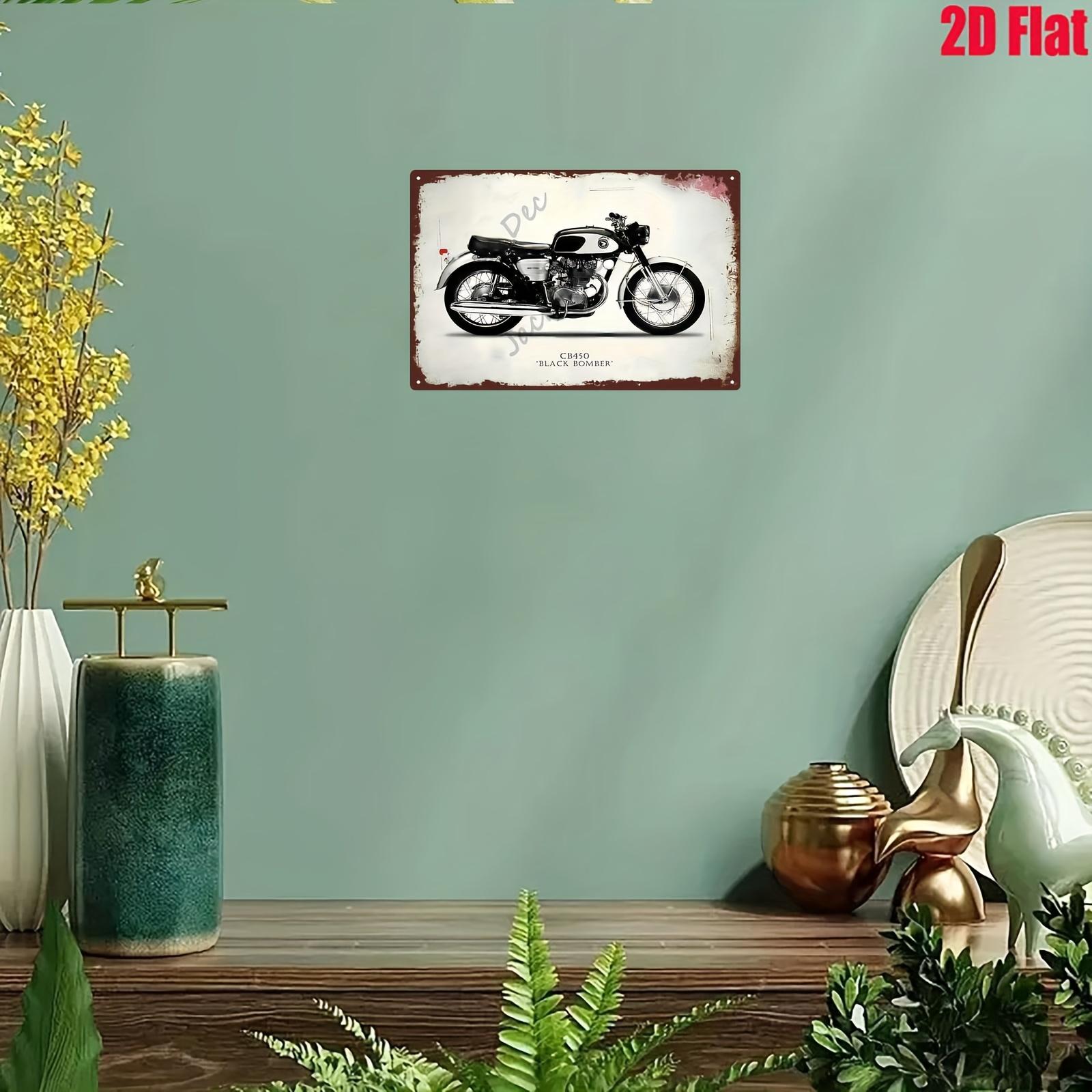 【20*30cm/8*12inch】2D Flat, 1pc Vintage Metal Sign | A CB450 Black Bomber Motorcycle on Iron Sheet Painting | 20*30cm/8*12inch | Suitable for Living Room, Bedroom, Cafe, Bar, Garage, Home Decor, 2D Flat