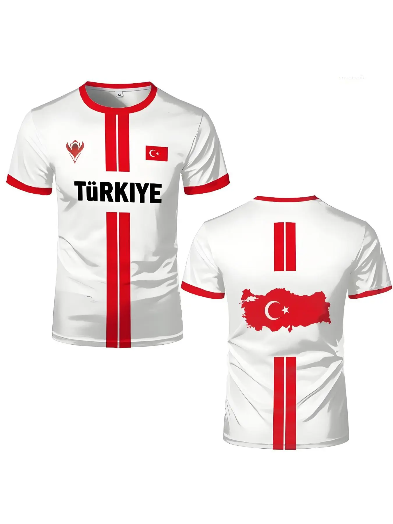 Turkish Sports Jersey, Turkish Flag 3D Print Fashion Men's T-Shirt, Football Tee, Breathable Polyester, Outdoor Activities, Casual Wear, Football Fans Gift, Soccer Shirt